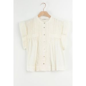 Sissy-Boy - Off-white mouwloze blouse met pintuck details