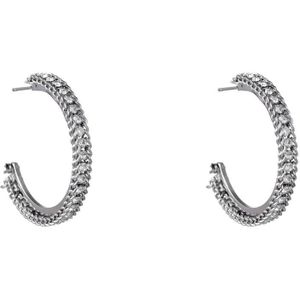 Go Dutch Label Oorringen roped sparkle rondje Zilver