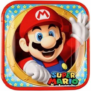 16x stuks Super Mario thema verjaardag bordjes - Kartonnen kinderfeestje feestartikelen