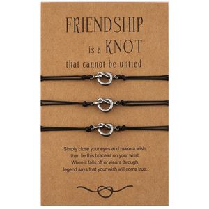 Bixorp Friends Vriendschapsarmbandjes voor 3 met Zilverkleurige Knopen / Knoopjes - BFF ArmbandMeisjes - Best Friends Armband Vriendschap Cadeau voor Twee