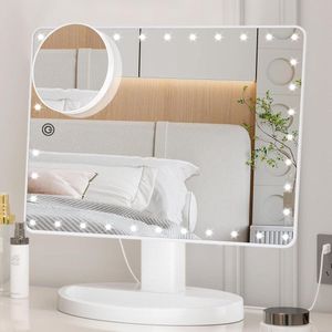 Verlichte Make-upspiegel met 35 LED Verlichting en 10x Vergroting - Touchscreen Dimbaar - Grote XL Spiegel met Dubbele Voeding