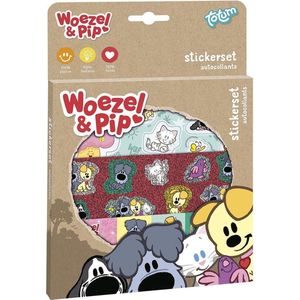 Woezel & Pip stickers, 3 stickervellen met speelachtergrond, creatief speelgoed - Bambolino Toys