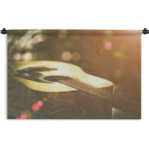 Wandkleed Akoestische gitaar - Abstract portret van een akoestische gitaar Wandkleed katoen 60x40 cm - Wandtapijt met foto