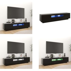 vidaXL Tv-meubel met LED-verlichting 180x35x40 cm zwart - Tv-kast - Tv-kasten - Televisiekast - Televisiekasten