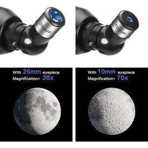 Gaterda-telescoop - 70 mm - Diafragma 700 mm - 210x HD-vergroting - Astronomisch
