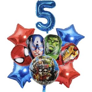 Avengers verjaardag - Jomazo - feestpakket - avengers - Avengers ballonnen – The Avengers Endgame – Ballon set – 5-Delig – Helium ballon – Folieballon – Versiering - Kinderfeest - 5 jaar cadeau - superhelden