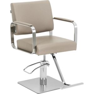 physa - Kappersstoel met voetensteun - 50 - 66 cm - 200 kg - beige/zilver