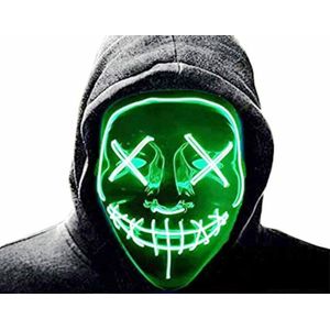 The Purge Masker LED, Neon Halloween masker met 3 lichtstanden, Carnaval, 3 standen horrormasker, groen