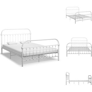 vidaXL Metalen Bedframe - Wit - 213 x 131 x 109 cm - Geschikt voor 120 x 200 cm matras - Montage vereist - Bed