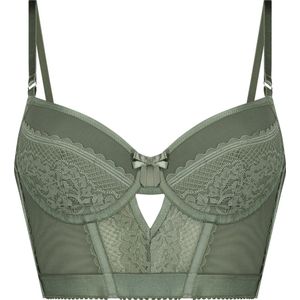 Hunkemöller Dames Lingerie Voorgevormde longline beugel bh Malika - Groen - maat C75