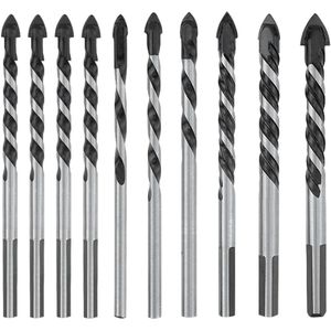 Fine Stoneware Metal Drill Bit Set - 10pcs for Ceramics, Tiles, Concrete, Glass, Plastic, Masonry, and Wood