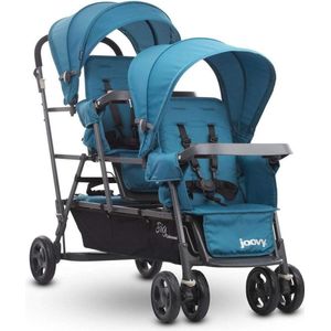 Joovy Big Caboose Graphite - Triple Kinderwagen - drie kinderen wandelwagen - turquoise