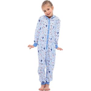 Merry Style Kinder Pyjama - ronde hals - lange mouwen - lange broek met zakken - Katoen - MS-MS10-223-PJ - Blau Hunde Katze - 122-128