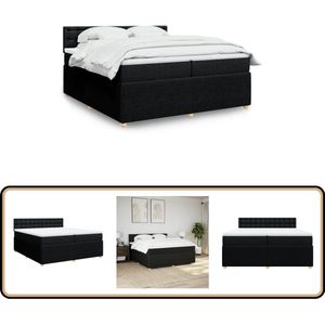 vidaXL Boxspring met matras stof zwart 200x200 cm