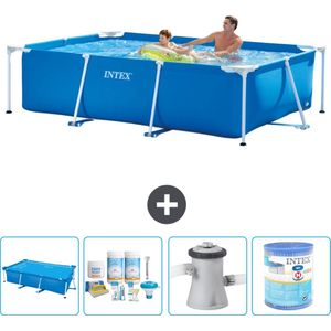 Intex Rechthoekig Frame Zwembad - 260 x 160 x 65 cm - Blauw - Inclusief Solarzeil - Onderhoudspakket - Zwembadfilterpomp - Filter