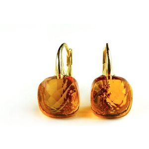 Zilveren oorringen oorbellen geelgoud verguld model pomellato met bruin gele steen