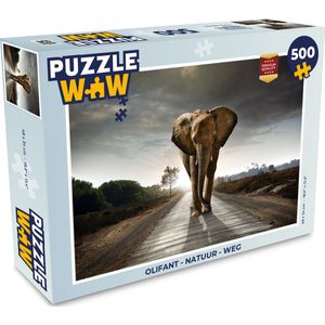 Puzzel Olifant - Natuur - Weg - Legpuzzel - Puzzel 500 stukjes
