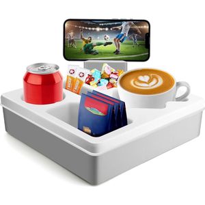 Bankbekerhouder, siliconen bankbekerhouder, waterdicht dienblad met 360 graden draaibare telefoonhouder, voor snacks, dranken, afstandsbediening, kopjes, voor bed, auto, camping