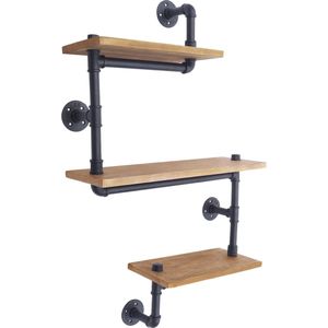 TX Store - Wandplanken - Wandrek - Industrieel - 3 planken - 40/60/40 cm lang - hout - set