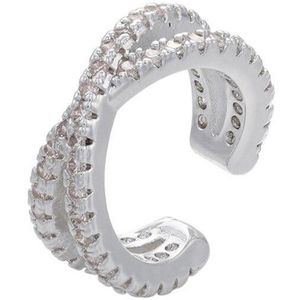 Jobo By JET - X Diamond Ear cuff - Zilver - Silver ear cuff - 1 stuk