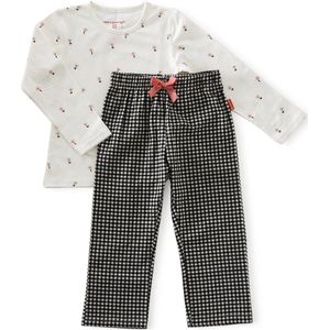 Little Label - pyjama set meisjes - black white check - maat: 98/104 - bio-katoen