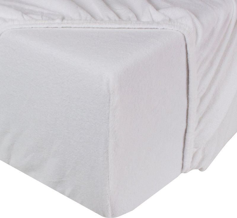 DoubleDry Molton Hoeslaken - Matrasbeschermer 180x200 cm - Badstof Stretch - Katoen - Rondom Elastiek - Wit