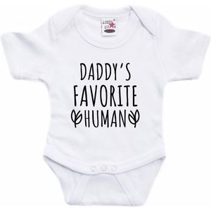 Daddys favourite human tekst baby rompertje wit jongens en meisjes - Kraamcadeau - Vaderdag - Babykleding 92