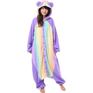 Regenboog Panda Onesie Pak Kostuum Outfit Huispak Jumpsuit Verkleedpak - Premium Verkleedkleding - Halloween & Carnaval - SAZAC - Kinderen & Volwassenen - Maat Onesize voor Lichaamslengte (155-182 cm)