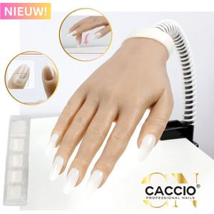 Oefenhand - inclusief 100 stuks nepnagels - nagelbedden - Siliconen hand mannequin model nail art - Tafelklem-Nagelstylist -Acrylnagels - Gelnagels - Nagels - Nagelstudio - Gellak -Starterkit- Oefenhand voor nagels - Nailtrainer - Nail practice hand