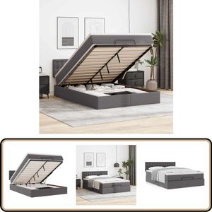 vidaXL Ottoman bed met matras 140x190cm kunstleer grijs