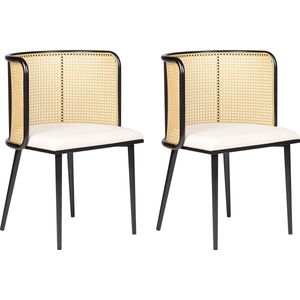 KOBUK - eetkamerstoel set van 2 - Lichtbruin - Metaal