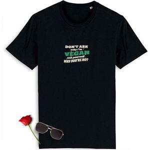 Vegan T-Shirt - Shirt voor Veganist - Dames t Shirt met print - Heren t Shirt met opdruk - Unisex maten: S M L XL XXL XXXL - Tshirt kleur: Zwart.