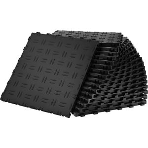 Garagevloertegels, 30x30x1,3 CM, 25 Stuks - Antislip Dubbele Textuur - voor Garages, Kelders en Werkplaatsen - Zwart