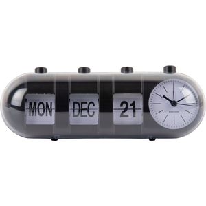 Karlsson - Wekker Retro Tube Calendar Flip - Zwart
