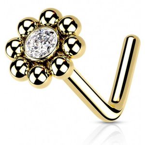 Neuspiercing beaded l-bend goud kleur