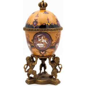 Opbergdoos - Porselein Ei - Bronzen Beelden - Opbergen - Luxe Decoratie - Tafeldecoratie - 13x12x25