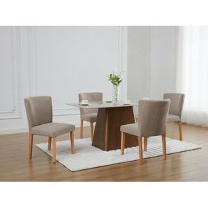 Vente-unique Set van 2 stoelen van stof en heveahout - Beige - ANALIA L 51 cm x H 87 cm x D 61 cm