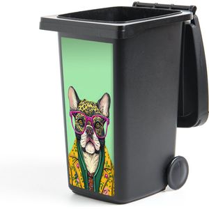 Container sticker Hond - Hippie - Dieren - Bril - 44x98 cm - Kliko sticker
