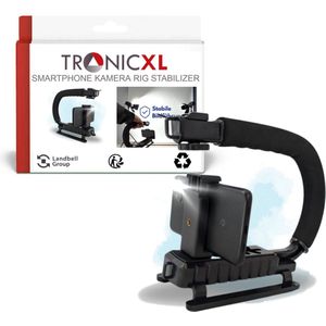 TronicXL Video Rig voor uw Smartphone – Stabilisator handgreep - Mobiele telefoon Stabilisatiegreep - telefoon Fotogrip - geschikt voor Apple iPhone Samsung Xiaomi Google - Camera Houder – Action Cam - Cold Shoe - Hot Shoe – flitsschoen adapter