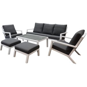 Malaga stoel bank loungeset 6 delig wit aluminium