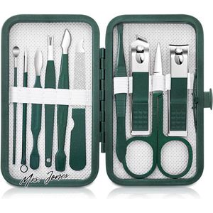 Mrs. Jones Nagelknipper 10-delige manicure-pedicureset - roestvrij stalen gereedschap - professionele beauty-nagelverzorgingsset - thuis op reis .