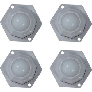 Zwenkwielen set van 4 - Zeshoek - Plastic - Zelfklevende meubelwielen voor onder meubels en opbergdozen - Wit