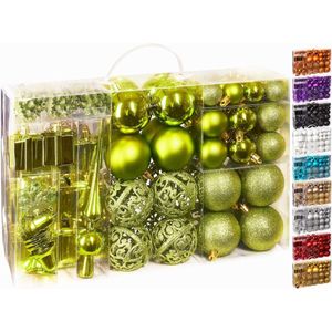 Set kerstballen met boompiek, 101-delig, kerstboomversiering