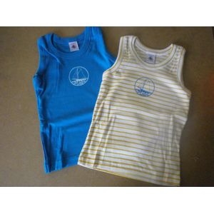 Petit Bateau - 2 Pack - Debardeur - Singlet jongens - Geel , blauw - 86 , 2 jaar