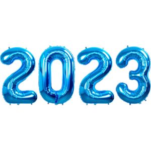 Folie Ballon Cijfer 2023 Oud En Nieuw Versiering Nieuw Jaar Feest Artikelen Happy New Year Decoratie Blauwe - XL Formaat
