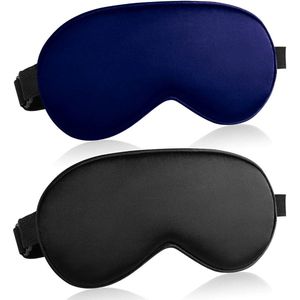 Zijden Slaapmasker Zacht en Comfortabel - Navy + Zwart - Voor Nachtslaap en Middagslaap