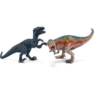 Schleich Tyrannosaurus en velociraptor klein 42216 - Speelfiguur - Dinosaurs -  19 x 16,5 x 17,2 cm