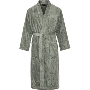 Kimono badstof katoen – lang model – unisex – badjas dames – badjas heren – sauna - olijfgroen - L/XL