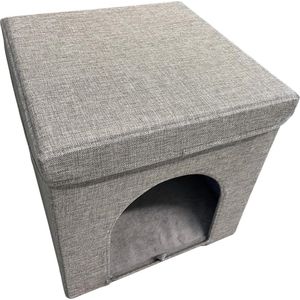 Adori Kattenhuis Met Poef  Moon - Kattenmand - 36.5x36.5x36.5 cm Grijs