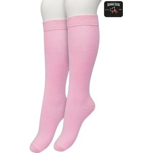 Bonnie Doon Kinder Kniekousen Licht Roze maat 35/38 - 2 paar - Kinderkniekousen - 2-pack - Multipack - Uitstekend draagcomfort - Cotton Knee High - Zakt niet af - Effen - Kids Kousen - Kinderen - Lichtroze - Baby Roze - Soft Pink - OL8335022.357